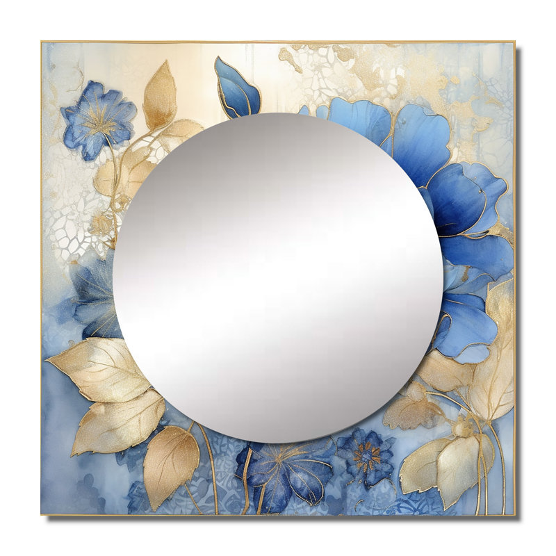 Debraa - Flowers Square Mirror Wall Art For Bathroom, 23" x 23"