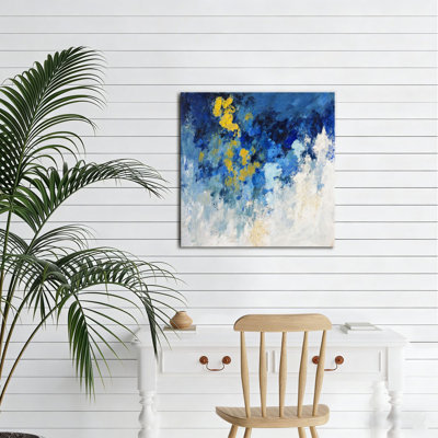 «Bold Blue Yellow», impression abstraite, art mural sans cadre, 16 x 16