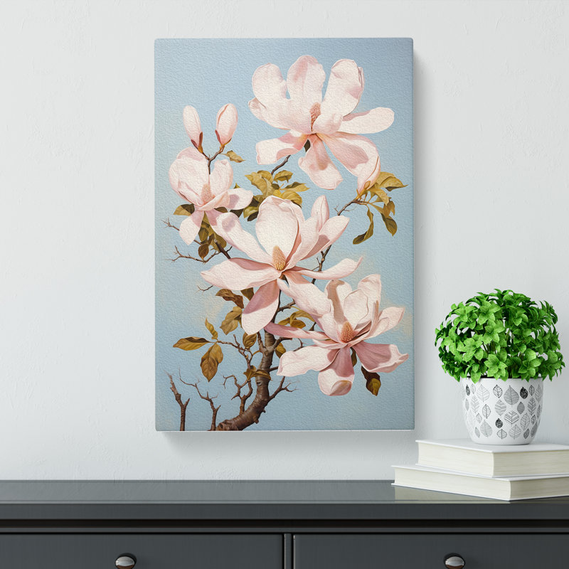 Magnolia Flower Romanticism - Wrapped Canvas Print, 60cm H x 40cm W x 3cm D