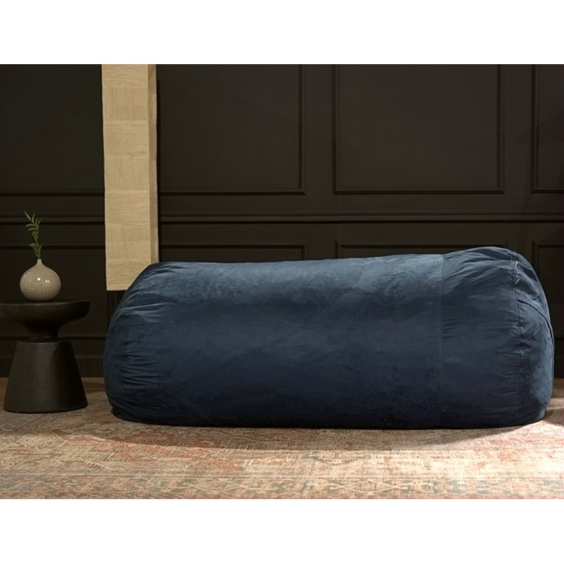 Fauteuil à billes cylindrique en suède de 6,5 pieds Marlin, bleu minuit
