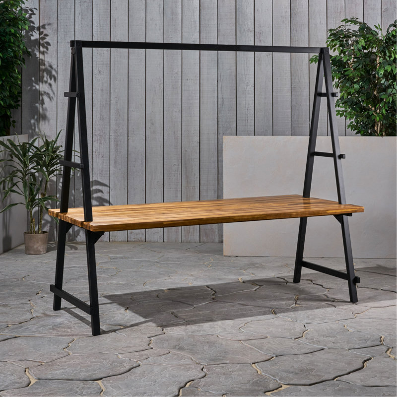 Table de salle à manger en bois avec support pour plante - P 39,5 po, métal incorporé et largeur de 39,5 po, supporté