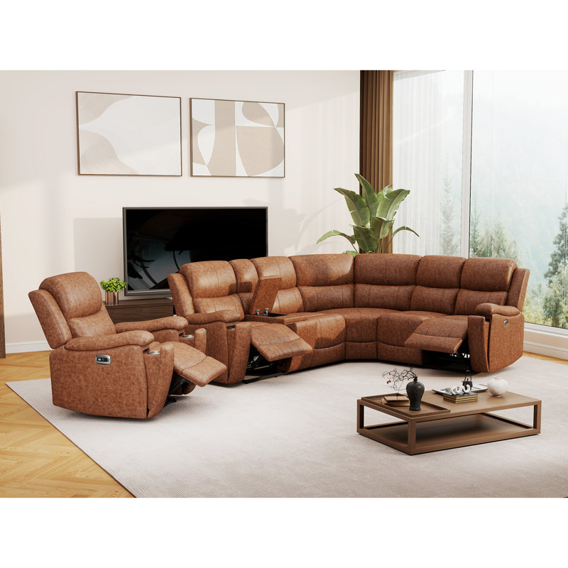 Hunstant 3-Piece Power Reclining Corner Sectional Sofa And Recliner Set With Cupholder