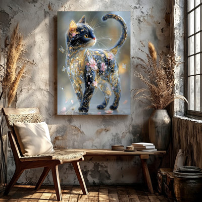 Chat, chat, chaton, papillons décoratifs, reproduction d'art sur toile pour salon, chambre à coucher, couloir, entrée et galerie
