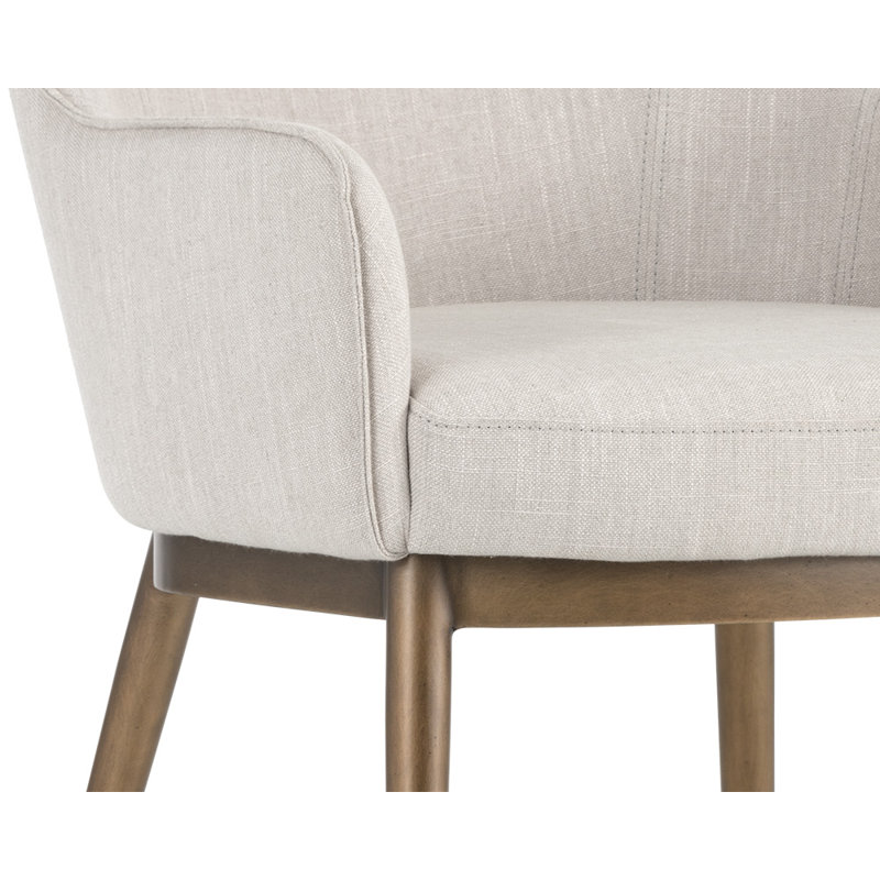 Irongate Upholstered Arm Chair, Beige, Antique Brass