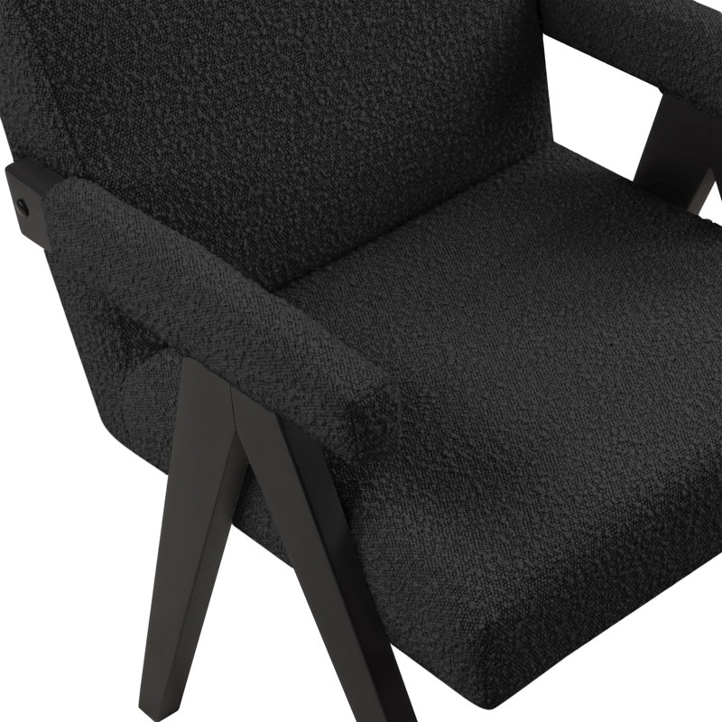 Fauteuil d'appoint en tissu l 24,5 po Lilabeth, Tissu bouclé noir