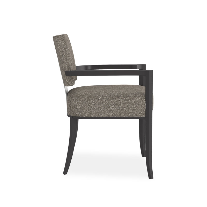 Caracole Classic Upholstered Arm Chair, Gray, Black/Chrome