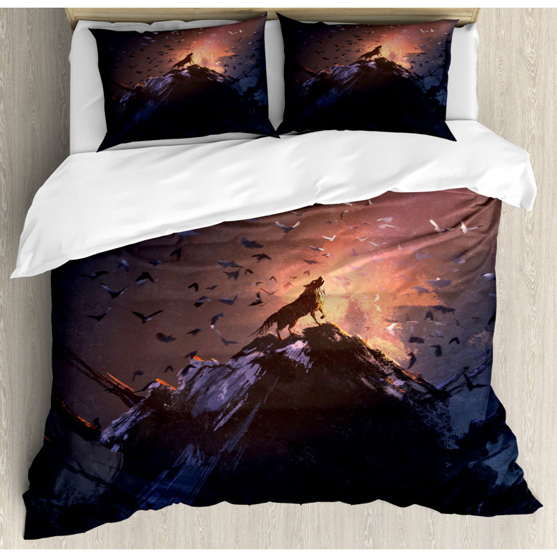 Rustic Polyester Duvet Cover, Queen Duvet Cover + 2 Standard Shams