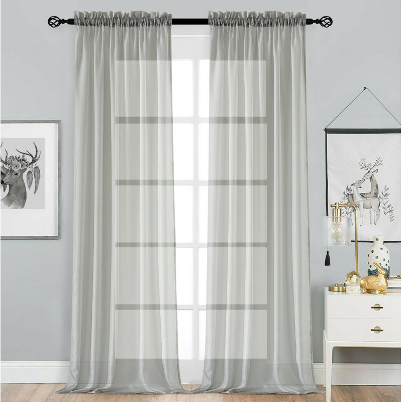Rideaux transparents avec passe-tringle Dima, Gris, l 52 po x L 95 po