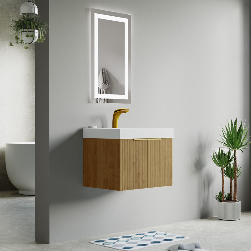 24" Single Vanity Set, Base, Resin Top, Natural