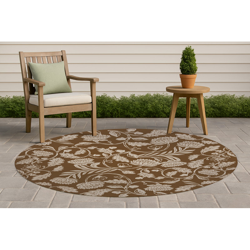 Autumn Vines Non Slip Outdoor Rug, Round 5'