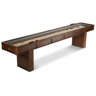 Barrington 12ft Webster Shuffleboard Table, Solid Wood, Storage Cabinets