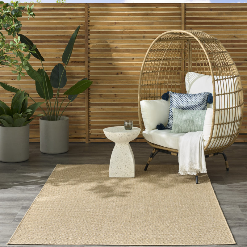 Tapis d'intérieur / extérieur uni Tulum, Rectangle 5 pi 3 po x 7 pi, Taupe