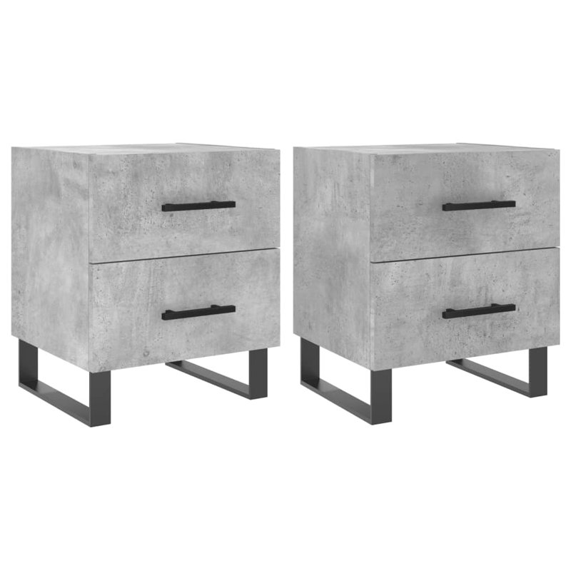 Mudoch 40cm W Iron Bedside Table, Concrete Grey