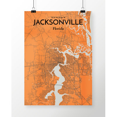 Jacksonville City Map 1 Piece Wall Art