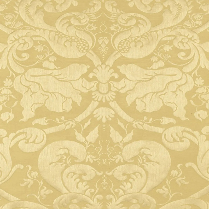 Gavotte Brocatelle Damask Fabric, Beige