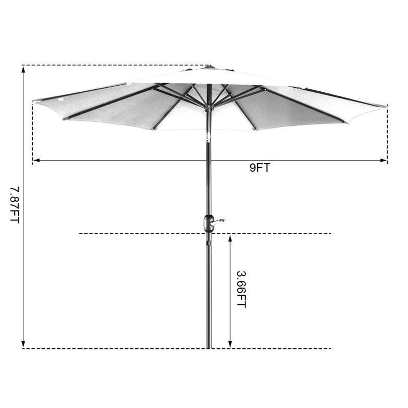 274.32cm Tilt Market Parasol, Brown