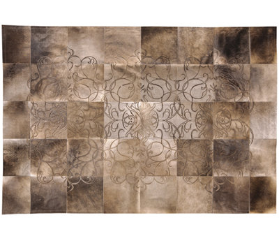 Filigrano rectangle 5 pi 3 po x 6 pi 7 po en peau de vache brun sud-ouest