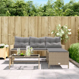 vidaXL Garden Sofa PE Rattan, Powder-Coated Steel, Tempered Glass