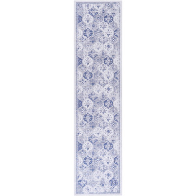 Blue Washable Area Rug, Low-Pile, Non-Slip, Foldable, Non-Shedding - Admirable For Making Your Living Areas More Appealing In Room, Bedroom, Kitchen, Dining Room Non-Slip Marvelous Transforming Style