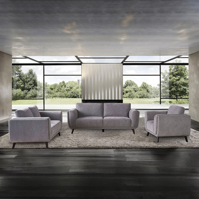 Ensemble de salon en tissu gris moderne Wayne