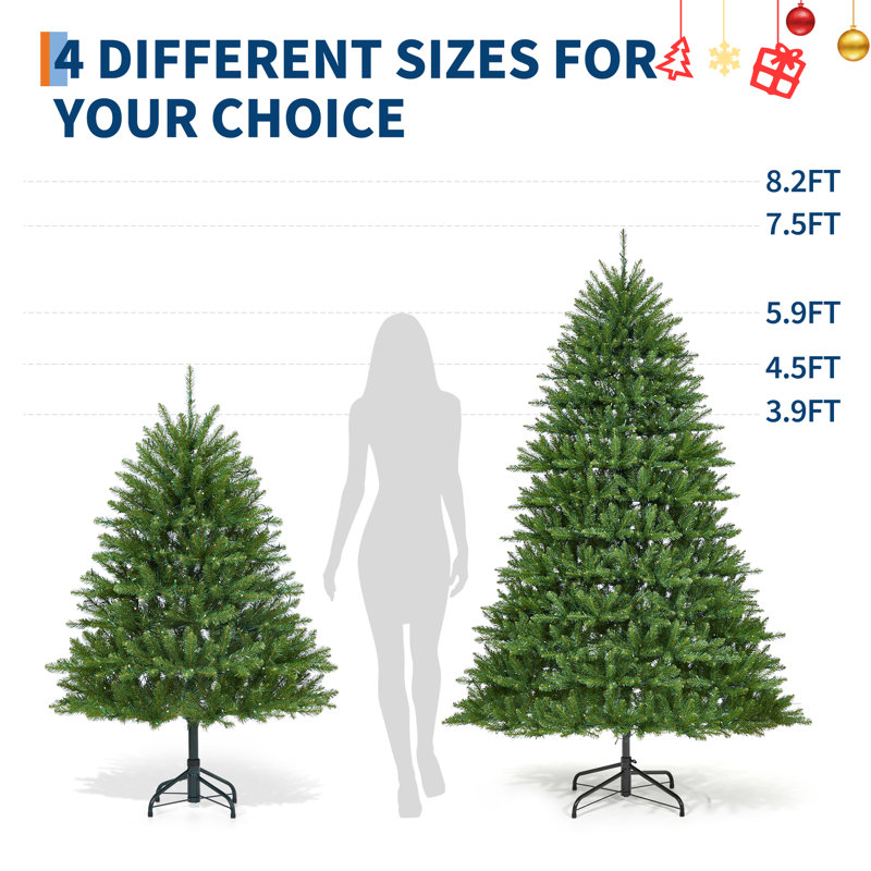 Arbre de Noël artificiel, arbre automatique en PVC avec lumières DEL bicolores, 7.5'