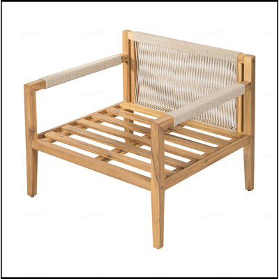 Acacia Wood And Rope Outdoor Leisure Chair – Spacious, Comfortable, And Versatile For Any Patio Setting