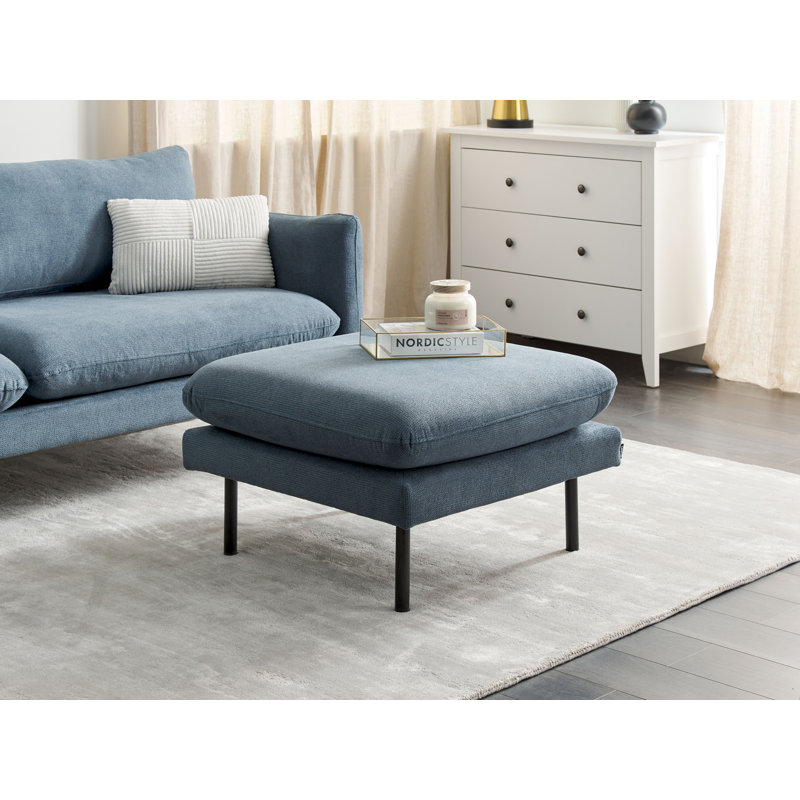 Aaleigha 70cm Wide Square Footstool Ottoman, Vinterbro Blue Chenille