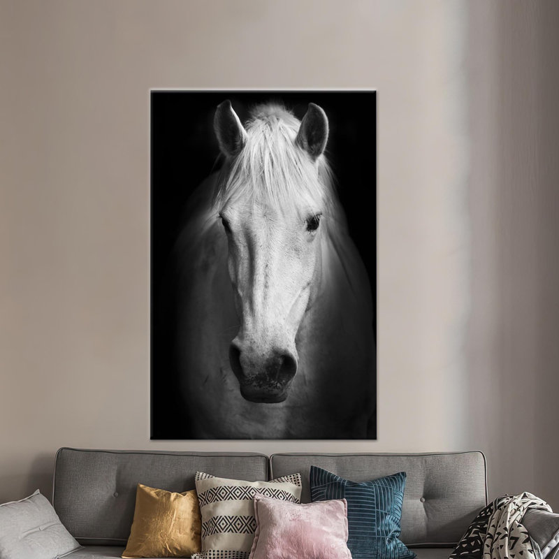 Toile imprimée élégante: œuvre d'art cheval majestueux pour les amoureux des animaux, toiles encadrées dorées 1P