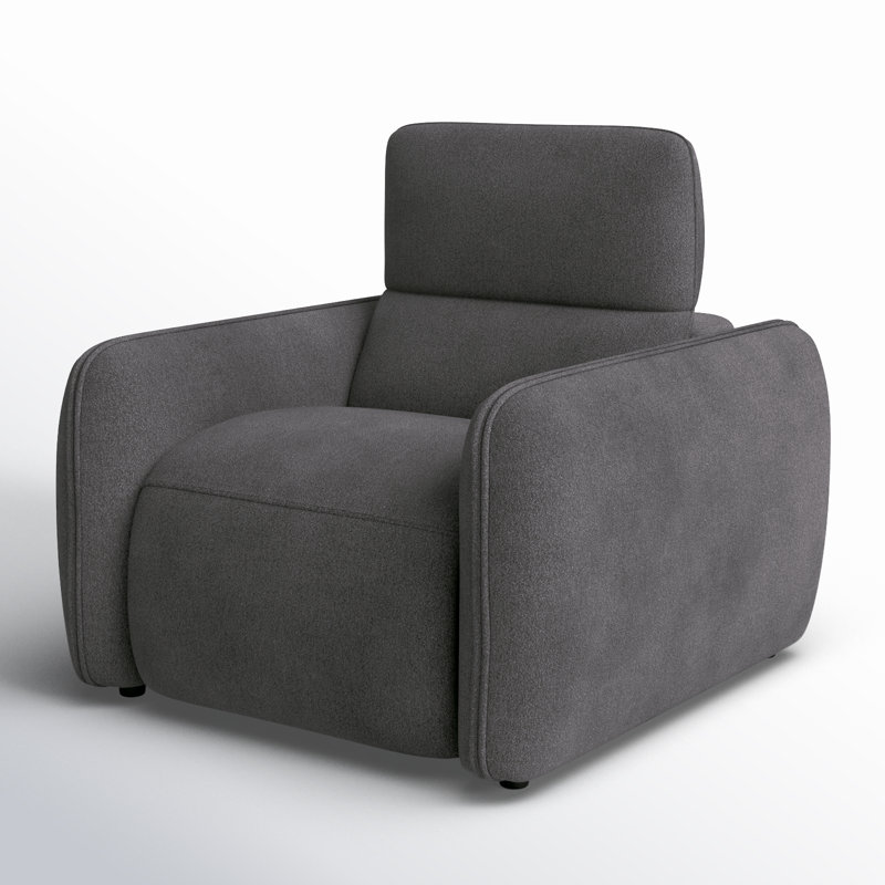 Pompeo Upholstered Recliner Armchair, Elite Charcoal Gray Boucle