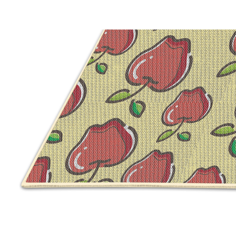 Tapis jaune/rose à motifs, Rectangle 5 pi x 7 pi