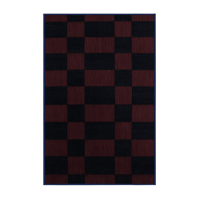 Tapis gris à carreaux lavable à la machine, Rectangle 7 pi x 9 pi