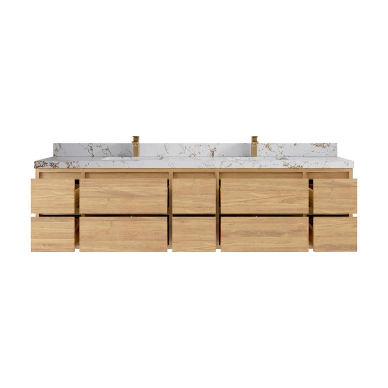 Meuble-lavabo double 84 po avec comptoir en quartz Cadge