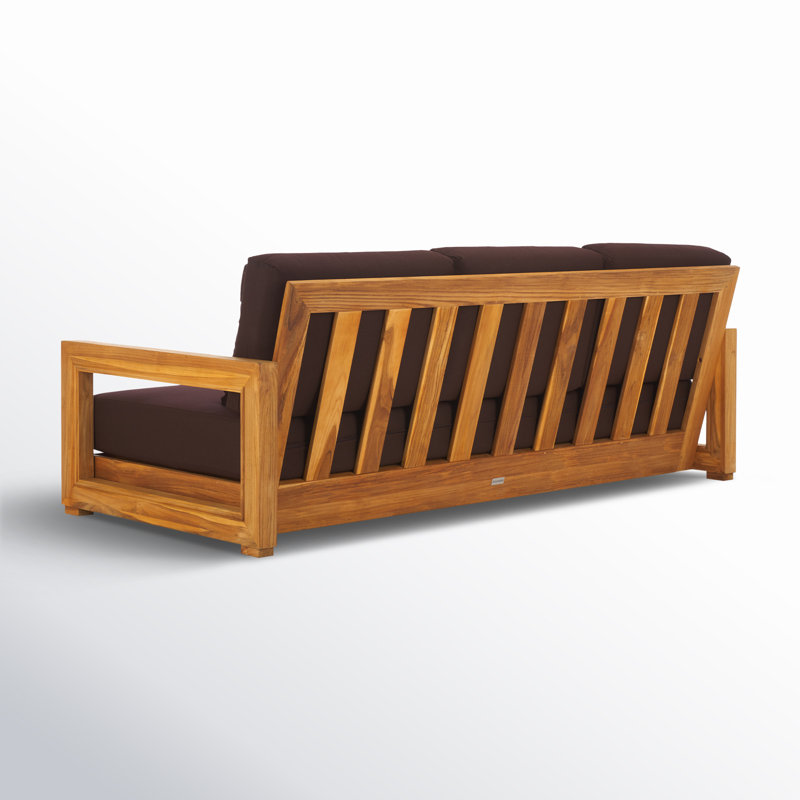 Montford Teak Patio Sofa with Cushions, Dark Brown Melrose