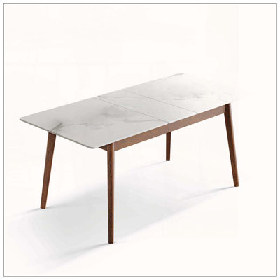 Walnut Solid Oak & Slate Extendable Dining Table – Rounded Corners & Mortise-Tenon Stability