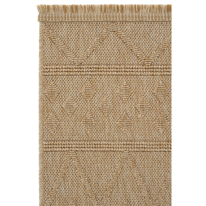 Hasir Beige Wicker Textured Cut Pile Rug, Rectangle 3'11" x 5'11"