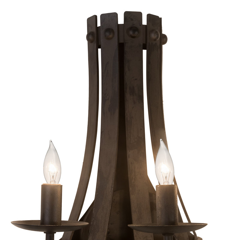 Rustic Lodge Steel Candle Wall Light