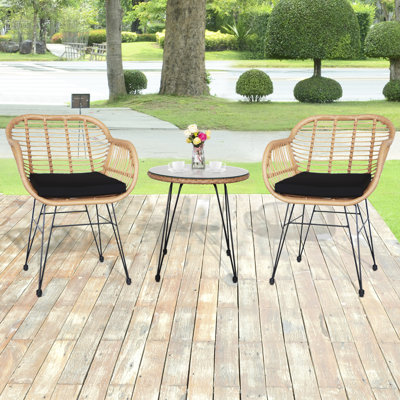 Baltz 3 Piece Rattan Seating Group with Cushions by Bay Isle Home