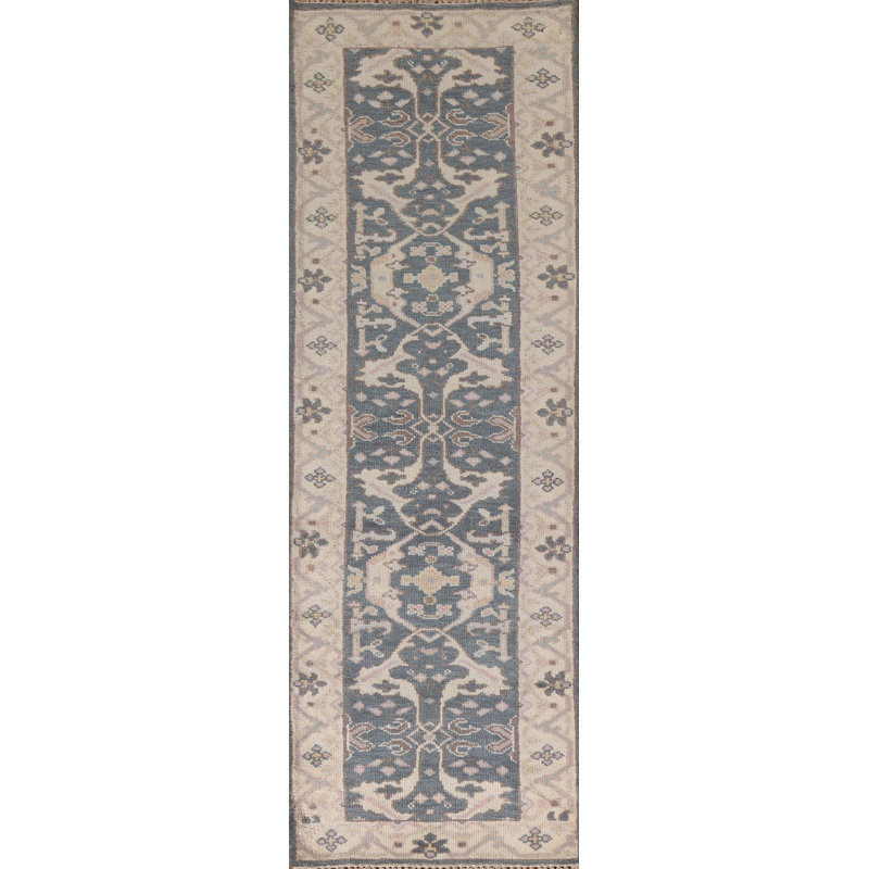 Tapis de couloir bleu 3 pi Oushak