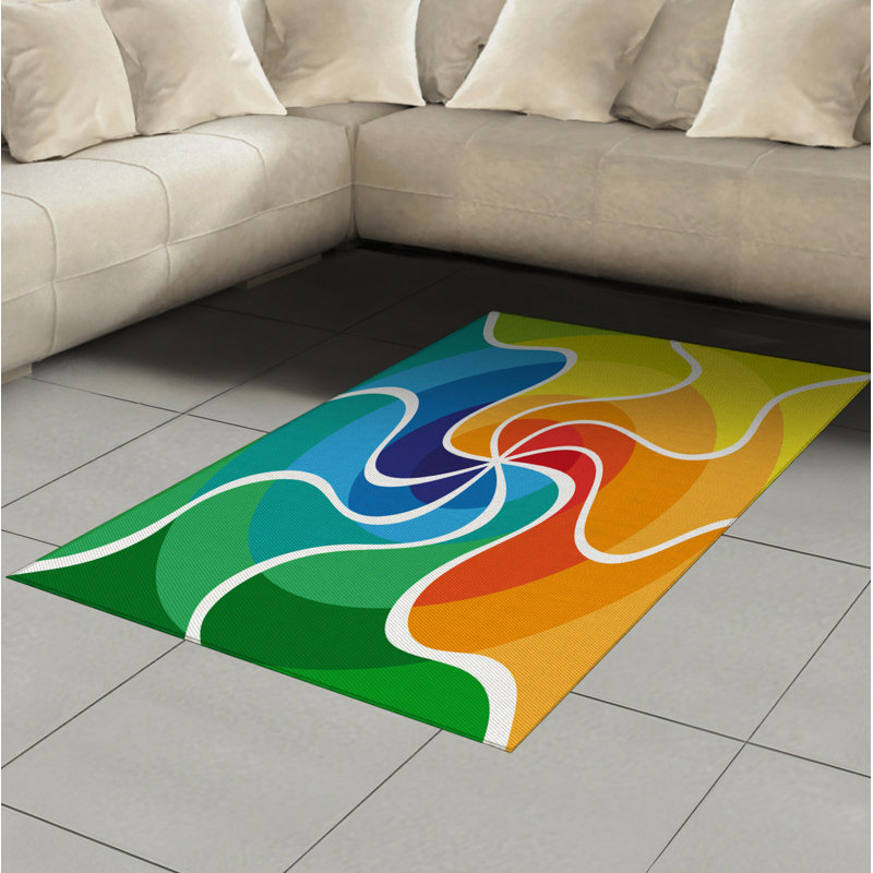 Psychedelic High Density Long Fiber Poly Threads Decorative Area Rug Carpet, Rectangle 4' x 5'8"