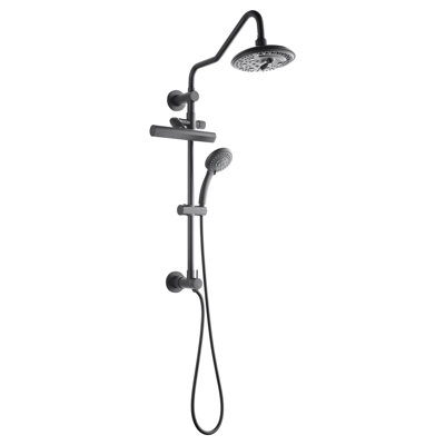 Douche FORNO ACQUA AcquaFALL, finition noir mat, douche à effet de pluie, inverseur 7 fonctions, pomme de douche à main, jets de corps, débit de 1,8 GPM
