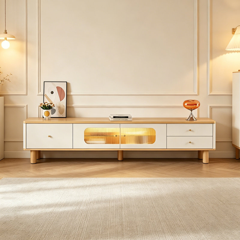 Meuble télé chic avec rangement de luxe, H 18,11 po x L 86,61 po x l 13,77 po