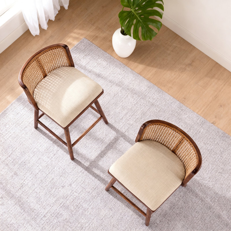 Tabouret de comptoir rembourré en bois, Noyer