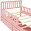 Lit simple en bois avec finition rose, garde-corps et plateforme de rangement fonctionnelle-1543766748-1543766751