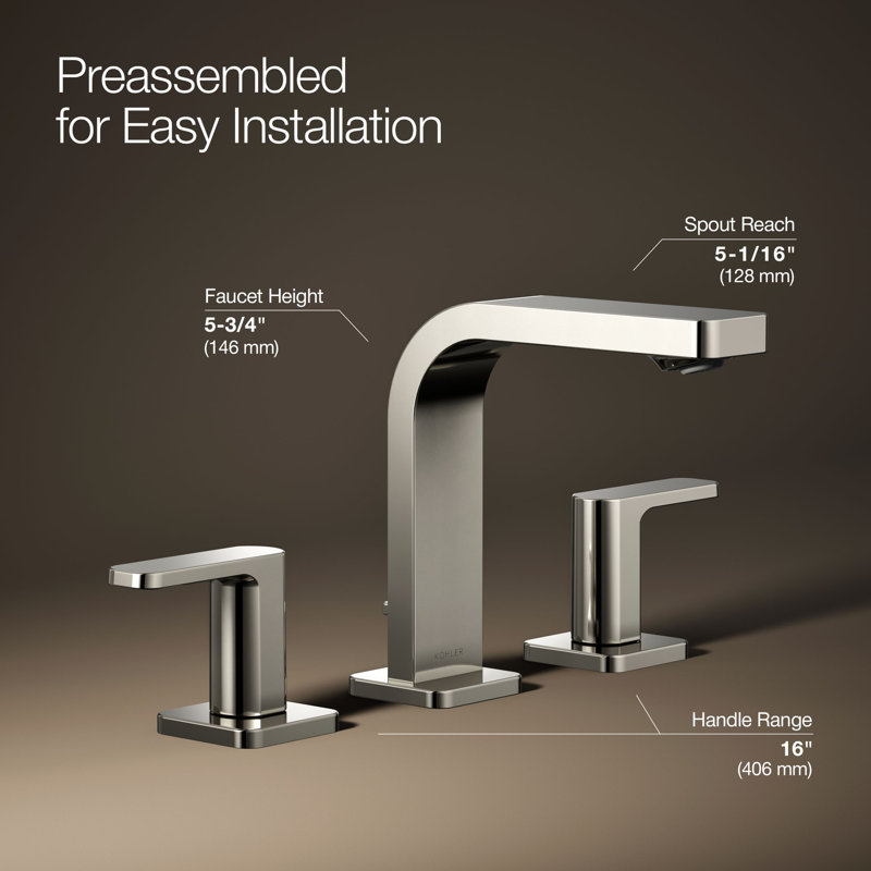 Parallel™Widespread Bathroom Faucet, 3-Hole Two Lever Handle Bathroom Sink Faucet, 1.2 GPM, Vibrant Polished Nickel, 1 GPM