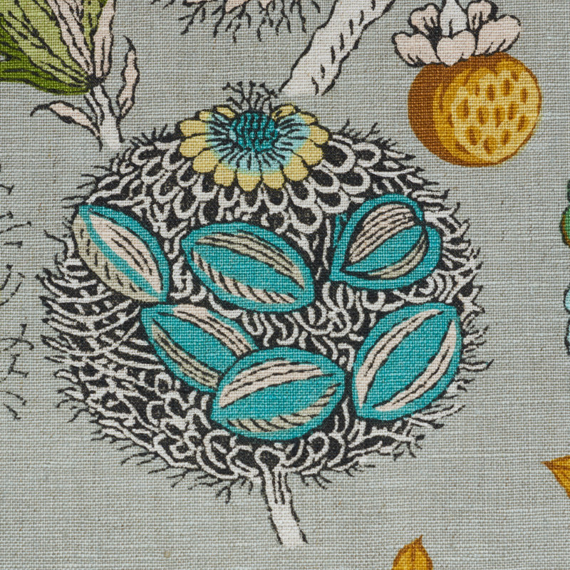 Roca Redonda Fabric, Gray/Ochre