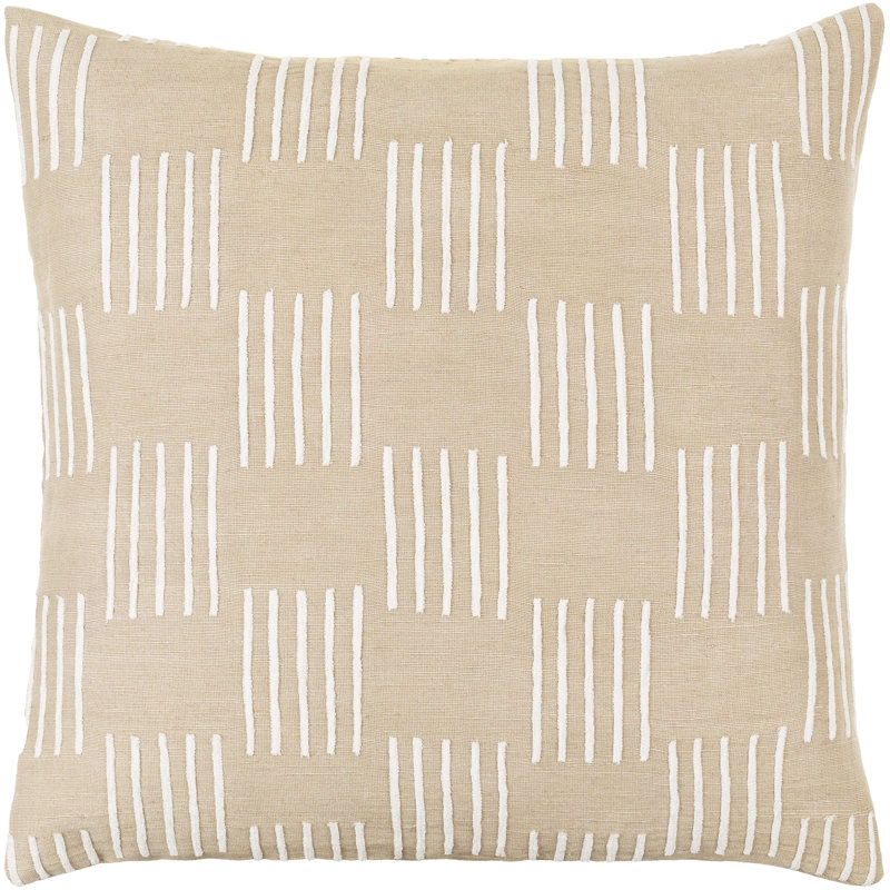 Coussin en coton Layten, 18 po x 18 po, Brun clair, Duvet