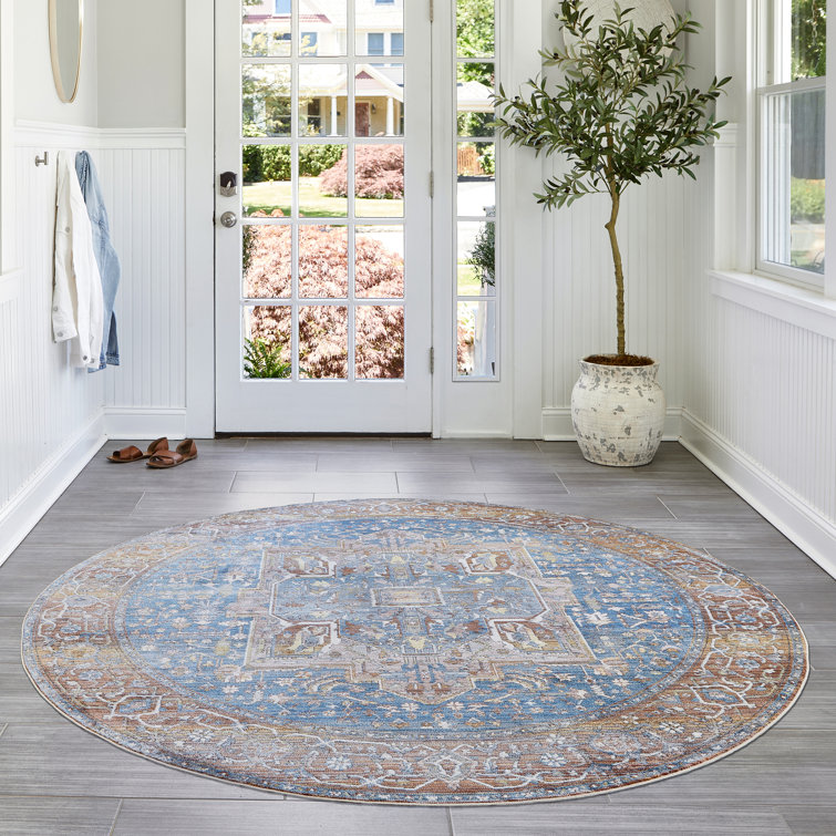Windmere Traditional Oriental Medallion Rust/Brick/Navy Area Rug
