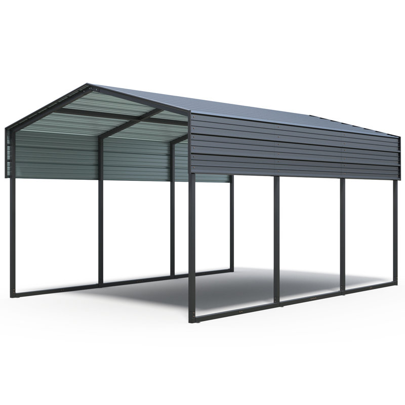 Metal Carport With Galvanized Steel Roof - 10' X 15', Heavy Duty For Truck & Car Garage Outdoor 10 X 15 Ft, Bicycle Shelter
