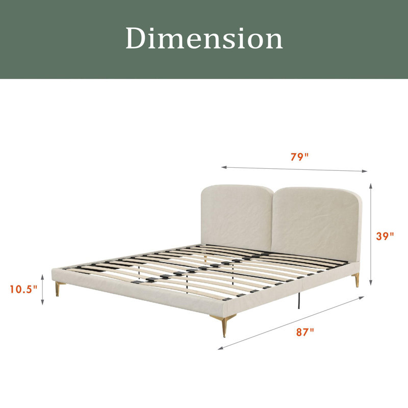 Upholstered Bed, Ivory