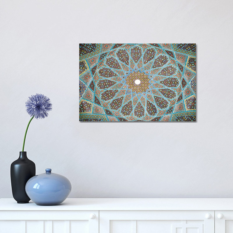 Tomb Of Hafez Mosaic - Print on Canvas, 66.04 cm H x 45.72 cm W, White Framed